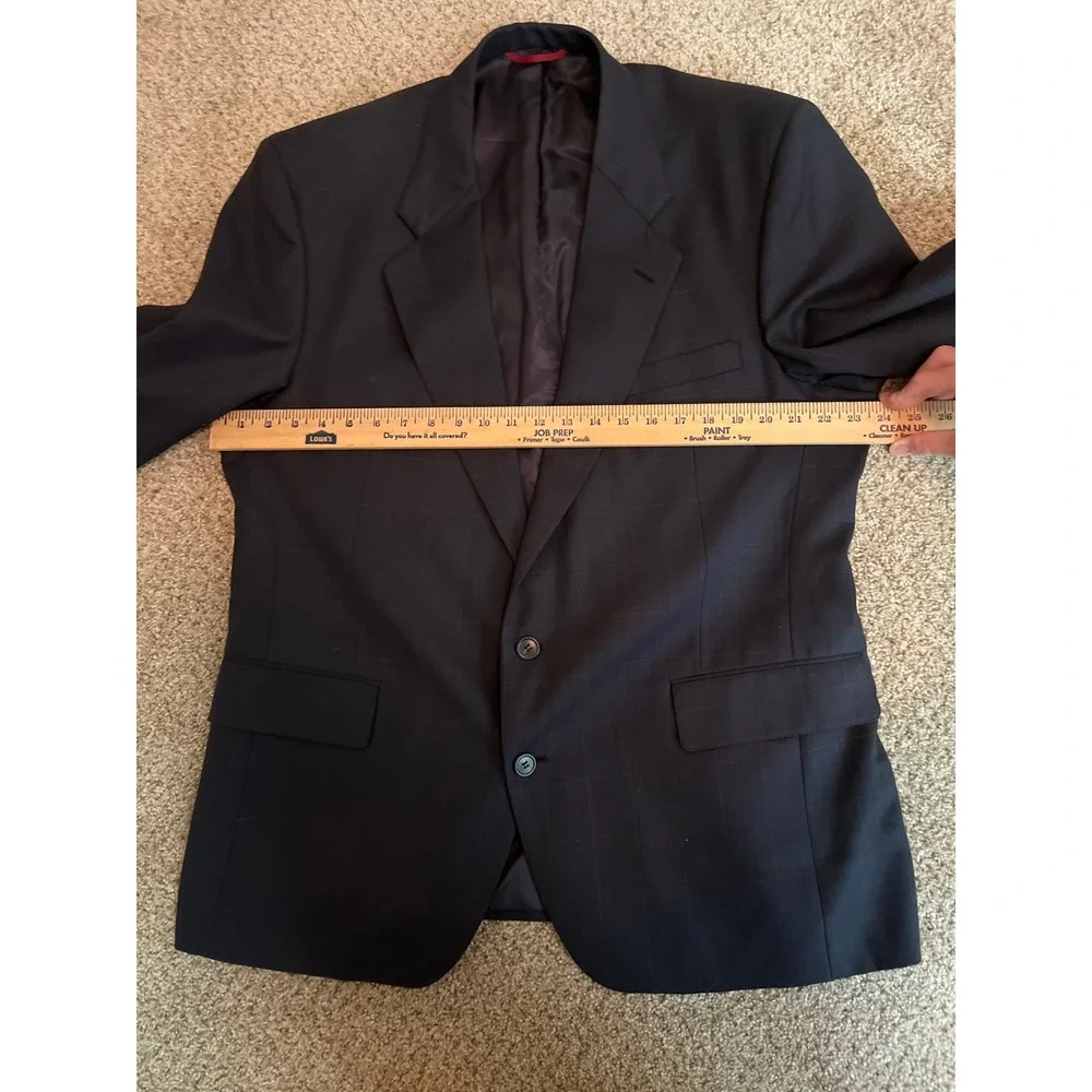 Jos A Bank Mens Blazer Jacket 48R Black Window Plaid Two Button Formal Suit Coat